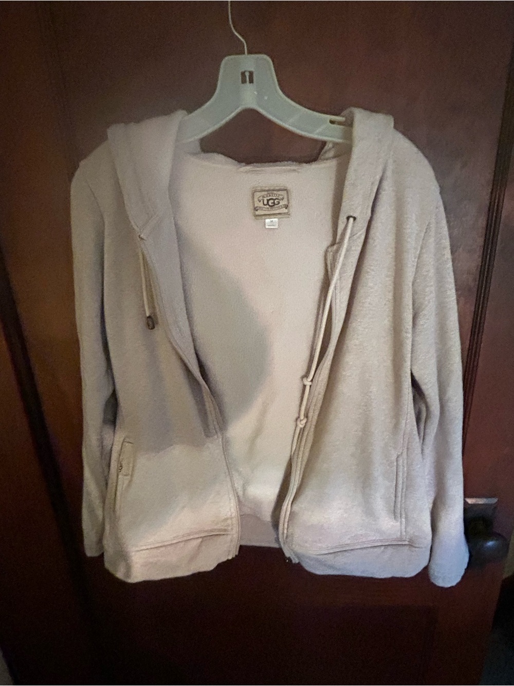 UGG Women's Light Cream Plush Zip Hoodie Jacket